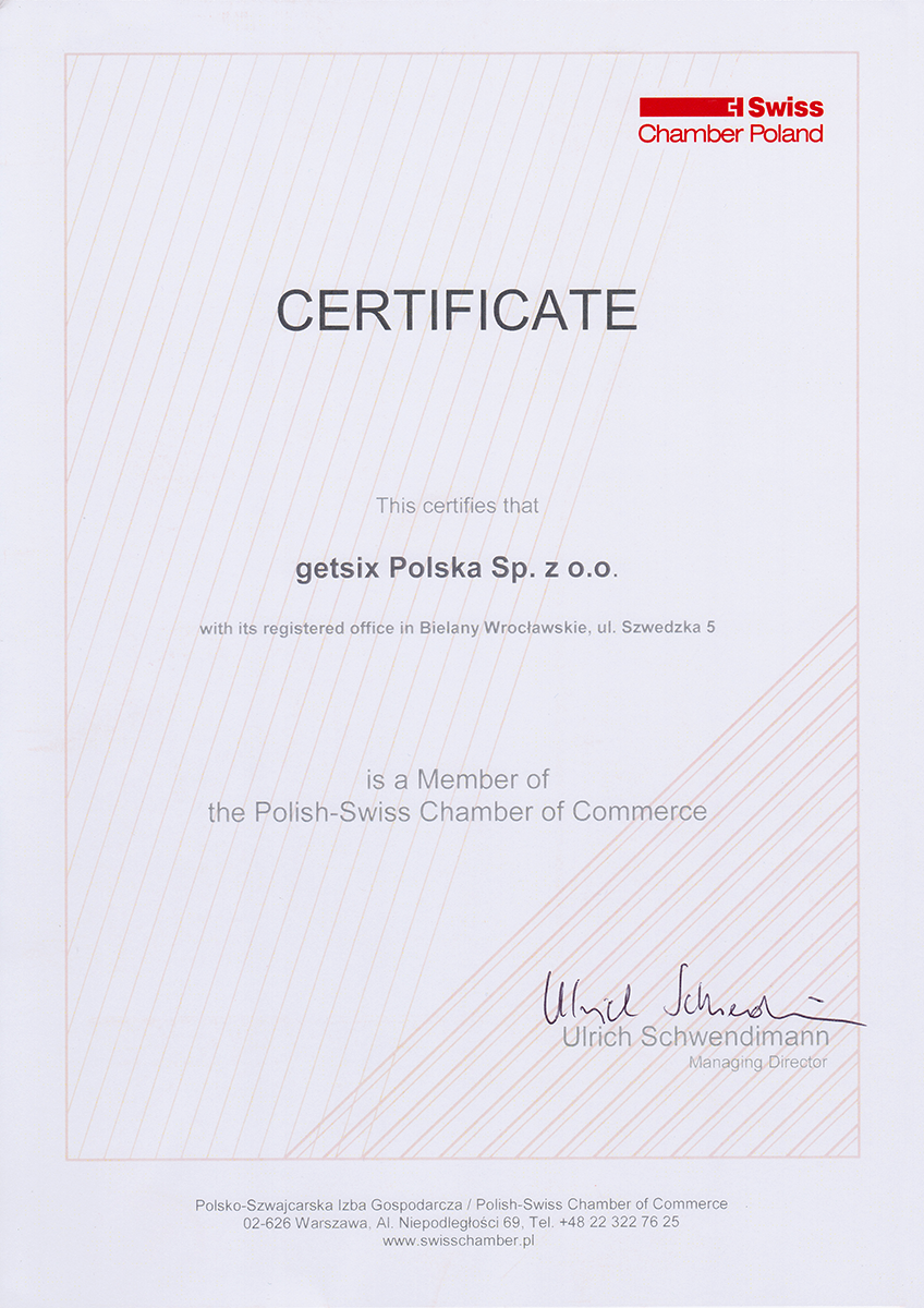 swiss chamber certificate